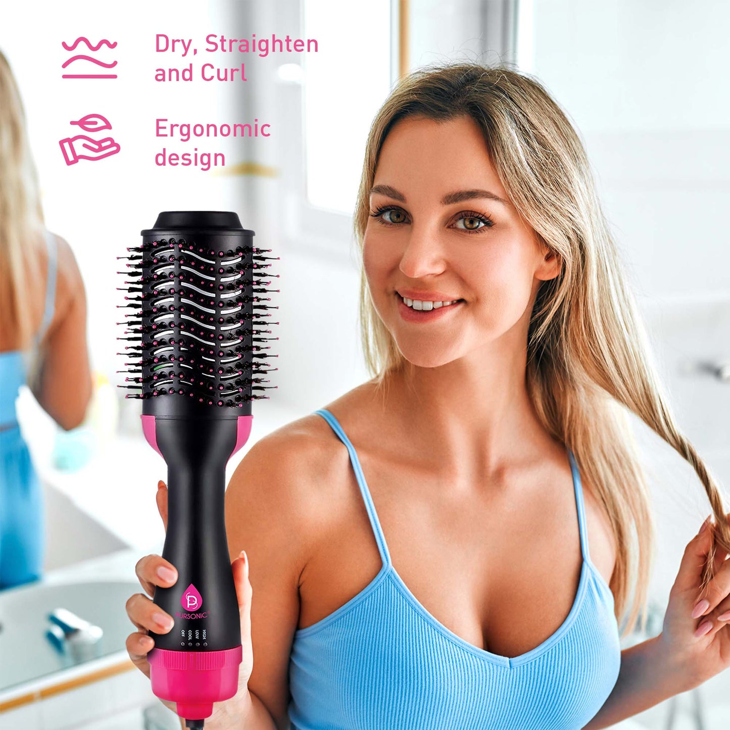 Hair Styling Power Bundle: One Step Hair Dryer & Volumizer Brush + Professional Salon Quality Flat Iron